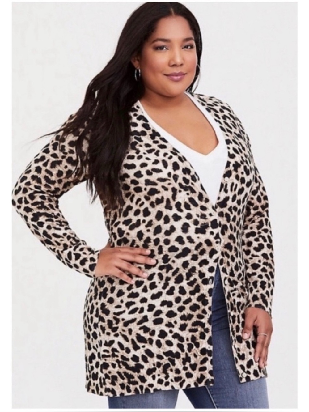 Torrid Leopard Print Button Front Cardigan | Size 1 (1X) | Lightweight V-Neck